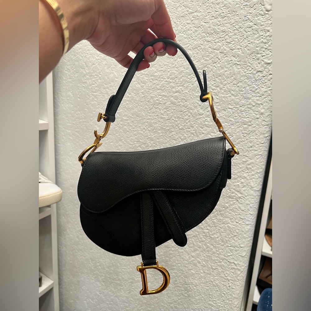 Dior black mini saddle bag